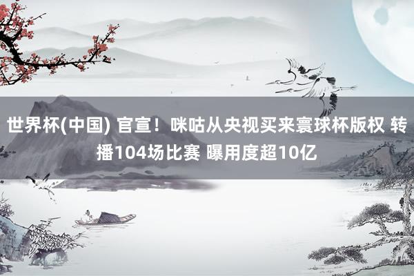 世界杯(中国) 官宣！咪咕从央视买来寰球杯版权 转播104场比赛 曝用度超10亿