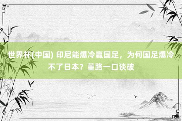 世界杯(中国) 印尼能爆冷赢国足，为何国足爆冷不了日本？董路一口谈破