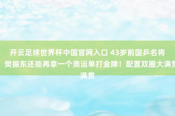 开云足球世界杯中国官网入口 43岁前国乒名将：樊振东还能再拿一个奥运单打金牌！配置双圈大满贯
