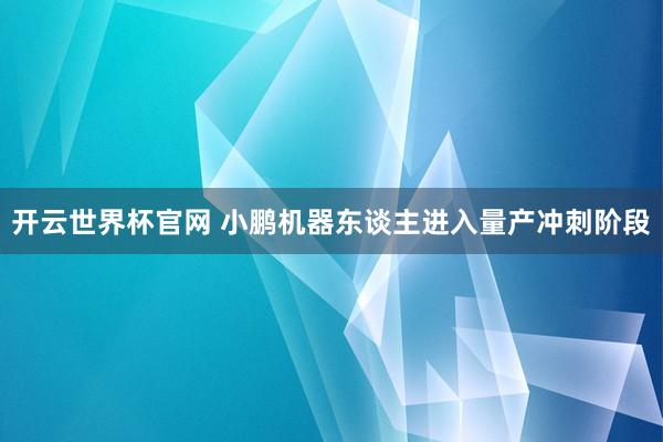开云世界杯官网 小鹏机器东谈主进入量产冲刺阶段