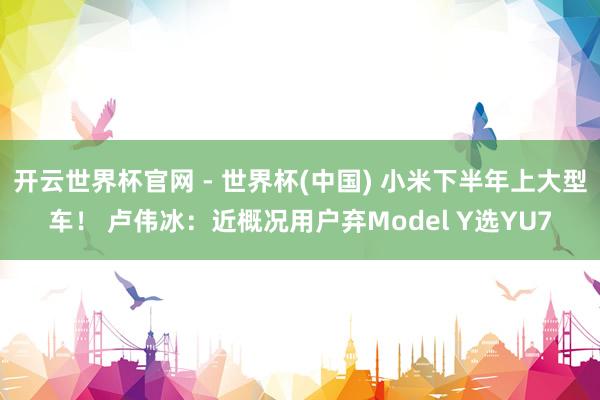 开云世界杯官网 - 世界杯(中国) 小米下半年上大型车！ 卢伟冰：近概况用户弃Model Y选YU7