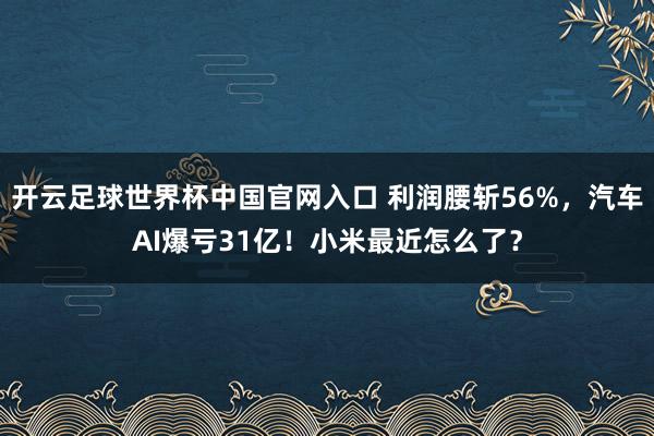 开云足球世界杯中国官网入口 利润腰斩56%，汽车AI爆亏31亿！小米最近怎么了？