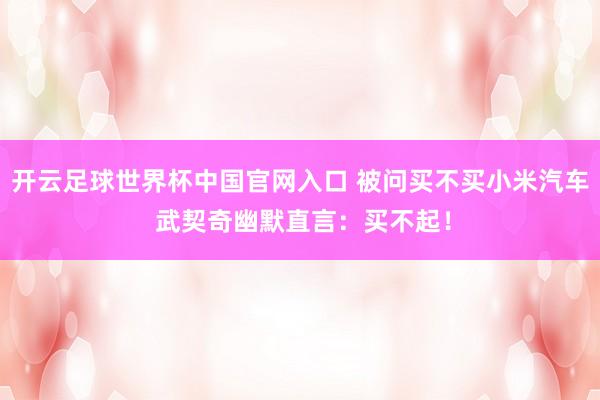 开云足球世界杯中国官网入口 被问买不买小米汽车 武契奇幽默直言：买不起！