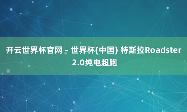 开云世界杯官网 - 世界杯(中国) 特斯拉Roadster 2.0纯电超跑
