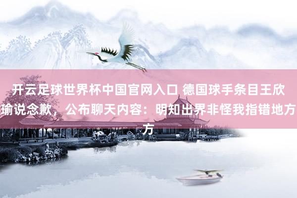 开云足球世界杯中国官网入口 德国球手条目王欣瑜说念歉，公布聊天内容：明知出界非怪我指错地方