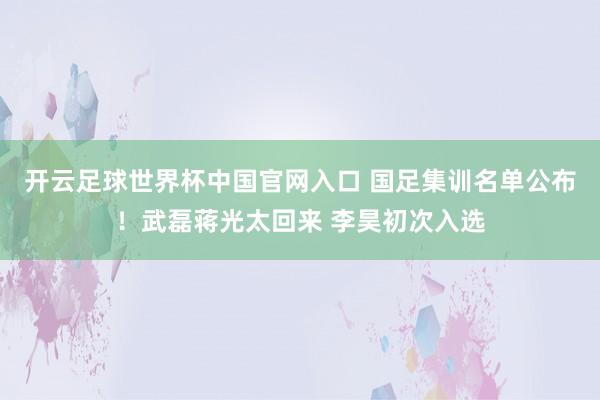开云足球世界杯中国官网入口 国足集训名单公布！武磊蒋光太回来 李昊初次入选