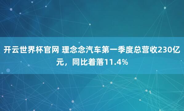 开云世界杯官网 理念念汽车第一季度总营收230亿元，同比着落11.4%