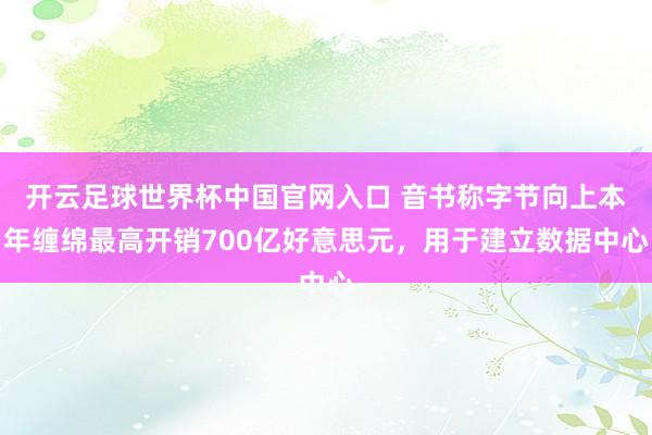 开云足球世界杯中国官网入口 音书称字节向上本年缠绵最高开销700亿好意思元，用于建立数据中心