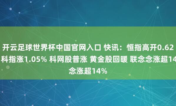 开云足球世界杯中国官网入口 快讯：恒指高开0.62% 科指涨1.05% 科网股普涨 黄金股回暖 联念念涨超14%