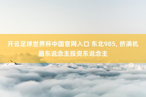 开云足球世界杯中国官网入口 东北985， 挤满机器东说念主投资东说念主