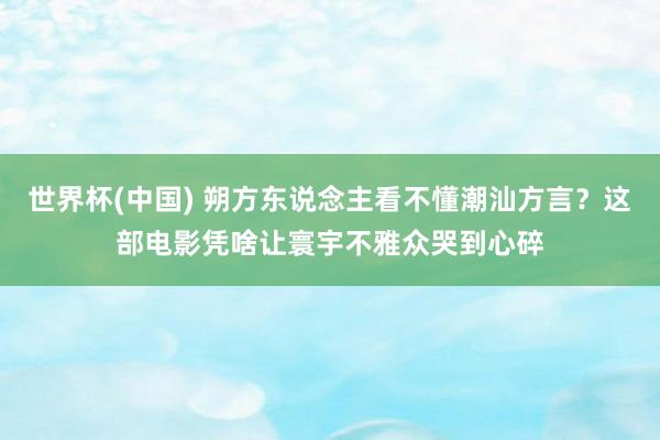 世界杯(中国) 朔方东说念主看不懂潮汕方言？这部电影凭啥让寰宇不雅众哭到心碎