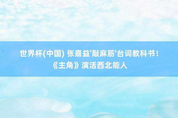 世界杯(中国) 张嘉益'敲麻筋'台词教科书!《主角》演活西北能人