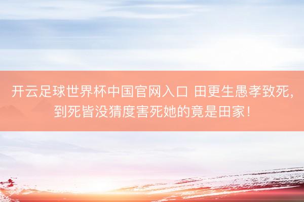 开云足球世界杯中国官网入口 田更生愚孝致死，到死皆没猜度害死她的竟是田家！
