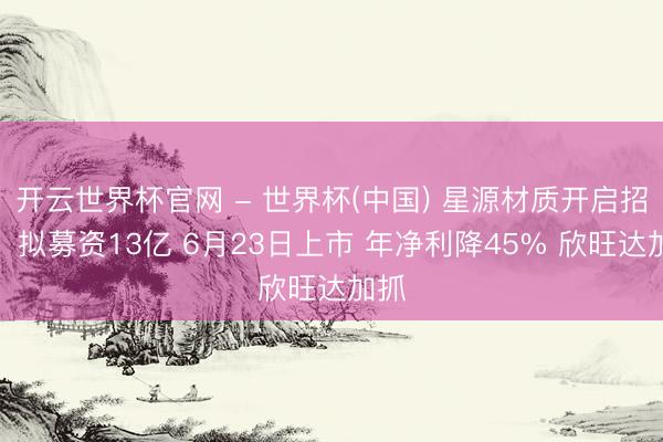 开云世界杯官网 - 世界杯(中国) 星源材质开启招股：拟募资13亿 6月23日上市 年净利降45% 欣旺达加抓