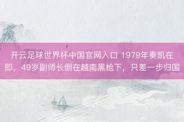 开云足球世界杯中国官网入口 1979年奏凯在即，49岁副师长倒在越南黑枪下，只差一步归国