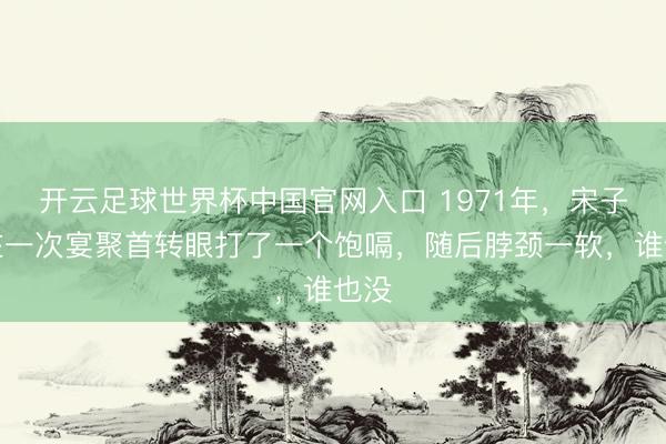 开云足球世界杯中国官网入口 1971年，宋子文在一次宴聚首转眼打了一个饱嗝，随后脖颈一软，谁也没
